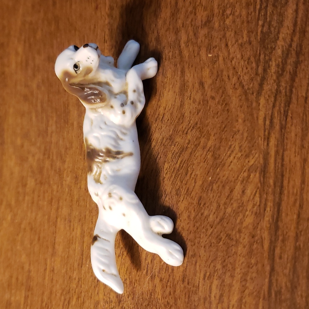 Vintage Springer Spaniel Dog, Bone China, Miniature Figurine 